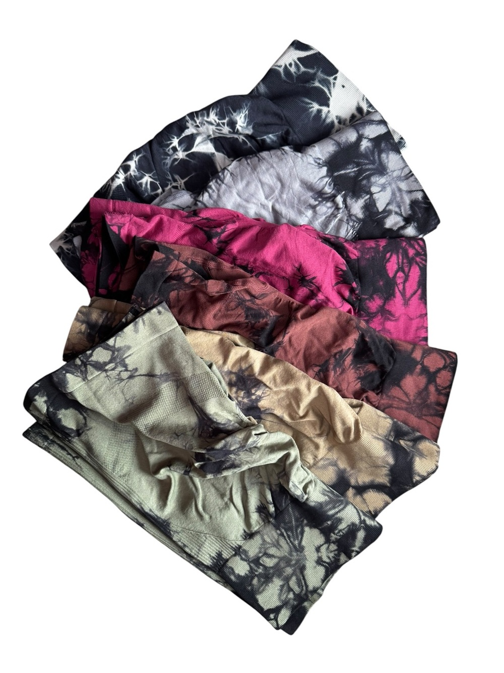 🖤🩷🤎6-Pack Tie Dye Gym Shorts | Size Large | High waisted 🩷🖤🤎